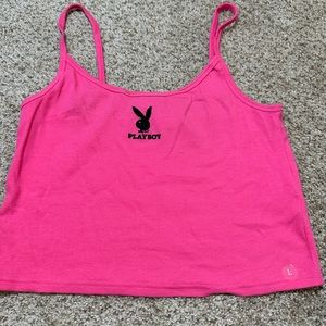 Hot pink play boy tank top